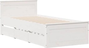 vidaXL Σκελετός Κρεβατιού Χωρ. Στρώμα +Κεφαλάρι 75x190 εκ Μασίφ Πεύκο