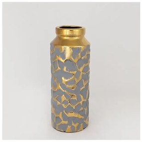 Βάζο Κεραμικό Γκρι &amp; Χρυσό 13x13x33cm 752-20079 Estheti-752-20079-Χρυσό 752-20079