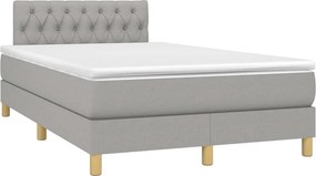 vidaXL Κρεβάτι Boxspring με Στρώμα &amp; LED Αν.Γκρι 120x200 εκ Υφασμάτινο