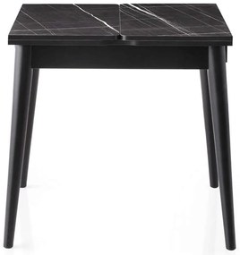 Τραπέζι Επεκτεινόμενο Totem 974NMB2222 80/160x80x75cm Marble Effect Black Μοριοσανίδα, Μέταλλο