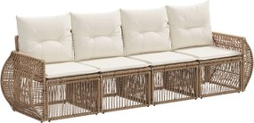 vidaXL Σετ Καναπέ Κήπου 4 pcs Μπεζ και Κρέμ συνθετικό ρατάν