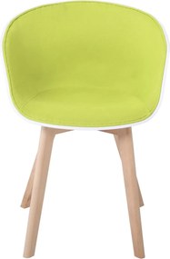 OPTIM Πολυθρόνα PP Άσπρο, Ύφασμα Lime, Ξύλινο πόδι Οξιά   4τμχ