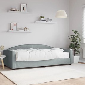 Καναπές Κρεβάτι με Στρώμα Ανοιχτό Γκρι 100 x 200 εκ. Υφασμάτινο - Γκρι