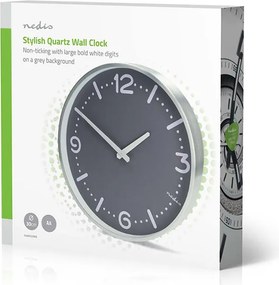 Ρολόι τοίχου Nedis 233-2873 αθόρυβο quartz 30cm σε γκρι χρώμα