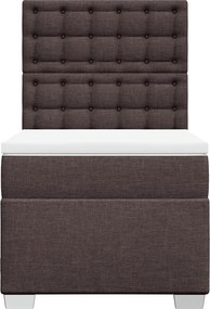 vidaXL Κρεβάτι Boxspring με Στρώμα Σκούρο Καφέ 80x200 εκ. Υφασμάτινο