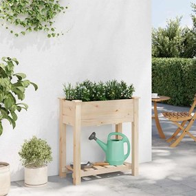 vidaXL Γλάστρα Κήπου με ράφι Μπεζ 71 x 37 x 76.5 εκ Στερεό ξύλο έλατου