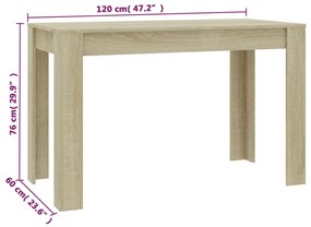 Τραπεζαρία Sonoma Δρυς 120 x 60 x 76 εκ. από Επεξ. Ξύλο - Καφέ