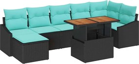 vidaXL Σετ Καναπέ Κήπου 8 pcs Μαύρο και Τυρκουάζ