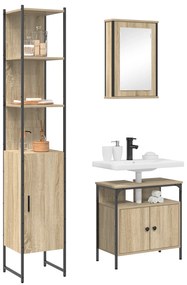 vidaXL Σετ Επίπλων Μπάνιου 3 pcs Sonoma Δρυς 33 x 33 x 185.5 εκ