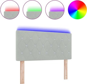vidaXL LED κεφαλάρι με κεφαλάρι Ανοιχτό γκρι 100 cm Πολυεστέρας