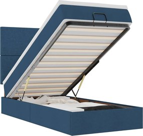 vidaXL Οθωμανικό κρεβάτι με στρώμα μπλε 90x200cm ύφασμα