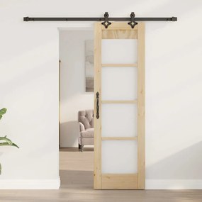 vidaXL Συρόμενη Πόρτα Καφέ 61 x 198.5 εκ. Ξύλο και μέταλλο