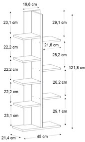 Βιβλιοθήκη Tree Megapap χρώμα sapphire oak 45x21,4x121,8εκ.