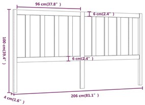 Κεφαλάρι Κρεβατιού Λευκό 206 x 4 x 100 εκ. Μασίφ Ξύλο Πεύκου - Λευκό