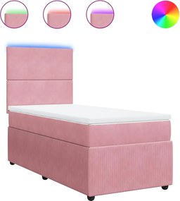 vidaXL Κρεβάτι Boxspring με Στρώμα Ροζ 100x200 εκ. Βελούδινο