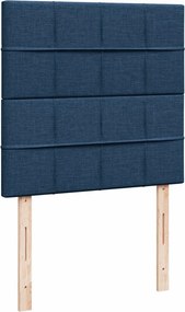 vidaXL Κρεβάτι Boxspring με Στρώμα Μπλε 90x200 εκ.Υφασμάτινο