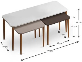 Τραπεζάκι σαλονιού και βοηθητικά τραπεζάκια Omega Megapap χρώμα λευκό - cappuccino - καφέ