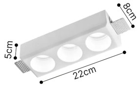 Inlight Χωνευτό τετράγωνο σποτ από γύψο 3XGU10 D:22cm (Χ0013-WH)