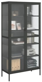 vidaXL Ψηλό Ντουλάπι Μαύρο 85 x 40 x 180 εκ. από Γυαλί και Ατσάλι