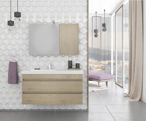 Drop Luxus 100 Wood - Πάγκος με Νιπτήρα &amp; Καθρέπτη