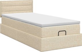 vidaXL Κρεβάτι Ottoman με στρώμα με κεφαλάρι Κρεμ 100 x 200 cm Ύφασμα