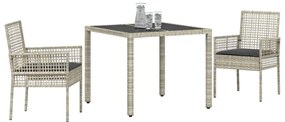 vidaXL Σέτ φαγητού για κήπο 3 pcs Ανοιχτό γκρι συνθετικό ρατάν