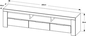 Έπιπλο τηλεόρασης Opera-Leuko - 200.00Χ40.00Χ50.00cm