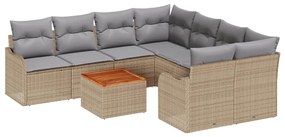 vidaXL Σετ Καναπέ Κήπου 9 pcs Μπεζ Πολυ ράταν