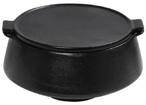 Μπωλ Σερβιρίσματος Με Καπάκι Stoneware Μαύρο Mianmar ESPIEL 15,5x13,2x8εκ. GMT202