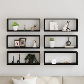 vidaXL Ράφια 6 τμχ Μαύρη Δρυς 60x15x23 εκ Κατασκευασμένο Ξύλο