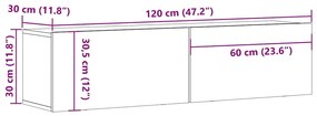 Ντουλάπι Τηλεόρασης Τοίχου Παλιό Ξύλο 120x30x30 εκ Επ. Ξύλο 856020