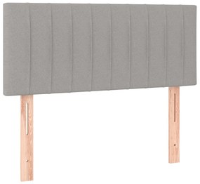 vidaXL Κρεβάτι Boxspring με Στρώμα &amp; LED Αν.Γκρι 90x200 εκ. Υφασμάτινο