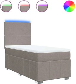 vidaXL Κρεβάτι Boxspring με Στρώμα Taupe 80x200 εκ. Υφασμάτινο