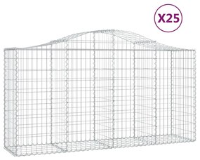 vidaXL Συρματοκιβώτια Τοξωτά 25 τεμ. 200x50x100/120 εκ. Γαλβαν. Ατσάλι