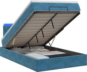 vidaXL Κρεβάτι Ottoman με Στρώμα και LED Σκούρο Μπλε 120 x 190 cm