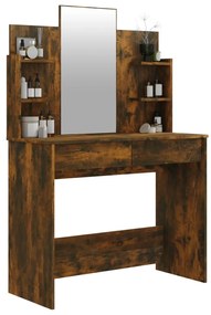 vidaXL Μπουντουάρ με Καθρέφτη Καπνιστή Δρυς 96x40x142 εκ.