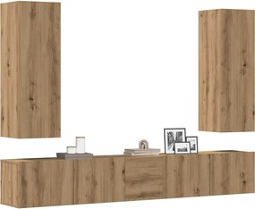 vidaXL 5 τεμαχίων σετ επίτοιχου ντουλαπιού τηλεόρασης