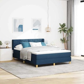 vidaXL Κρεβάτι Box Spring με Στρώμα - Μπλε, 140 x 190 εκ, Υφασμάτινο