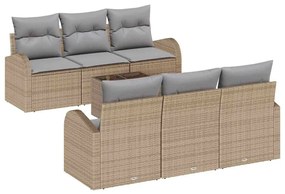 vidaXL Σετ Καναπέ Κήπου 7 pcs Μπεζ 55 x 55 x 37 εκ Πολυ ράταν