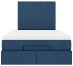 vidaXL Οθωμανικό κρεβάτι με στρώμα μπλε 120x200cm ύφασμα