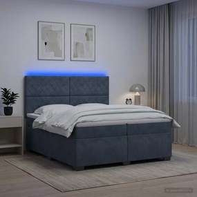vidaXL Κρεβάτι box spring με στρώμα Σκούρο Γκρι 200 x 200 cm Βελούδο