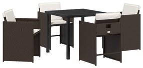 vidaXL Σετ κήπου 5 κομματιών  με μαξιλάρια Καφέ Poly Rattan