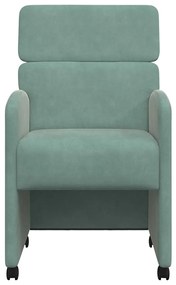 vidaXL Καρέκλες Φαγητού με Ρόδες 2 pcs Πράσινο της θάλασσας Βελούδο