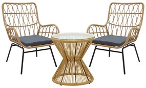 Intrahome Σαλόνι Naoki-Mabil Intrahome σετ 3τεμ pe rattan σε φυσική απόχρωση με μαύρο μέταλλο | SKU: INTRAPA-251111173