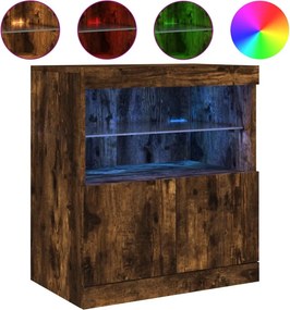 vidaXL Μπουφές με LED Καπνιστή Δρυς 60 x 37 x 67 εκ.