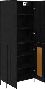 vidaXL Highboard Μαύρη Οξυά 69,5 x 34 x 180 εκ. Επεξεργασμένο ξύλο
