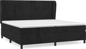 vidaXL Κρεβάτι Boxspring με Στρώμα Μαύρο 200x200 εκ. Βελούδινο