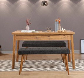 Τραπεζαρία 3τμχ Πεύκο Atlantic / Ανθρακί COSTA 120x75x75