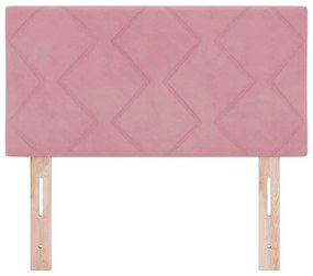vidaXL LED Κεφαλάρι με φώτα λωρίδας LED Γεωμετρικό Ροζ 80 cm Βελούδο