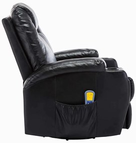 vidaXL Πολυθρόνα Μασάζ Ανακλινόμενη Μαύρη από Συνθετικό Δέρμα